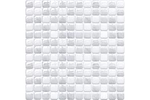 HyFanStr Peel and Stick Wall Tiles Stick on Tiles Backsplash for Splashback, 3D Mosaic Self Adhesive Mosaic Wall Tile Stickers for Bathroom Kitchen Pack of 4