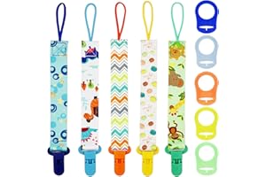 FenFang klip do smoczka i adapter, 5 pc łańcuch smoczek i 5 sztuk silikonowy przycisk pierścienia, łańcuszki do smoczka łańcuch smoczek smoczek smoczek łańcuch smoczek dla dziecka (zielony)