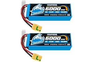 YOWOO POWER Yowoo 4S Lipo Battery 6000mAh 14.8V 150C Graphene Battery with XT90S Anti-Spark Plug Connector for 1/8 and 1/10 RC Vehicles Car RC Buggy Truggy RC Airplane UAV Drone FPV (2 Packs)
