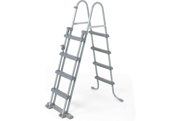 Bestway - Echelle de sécurité pour Piscine Hors Sol, 4 marches de Chaque côté, Hauteur 122 cm