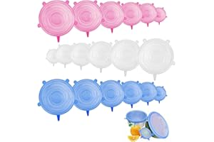 deegbbyi 18 Pieza Tapas de Silicona, 6 Tamaños Diferentes Tapas Elásticas Universales, Cubiertas Reutilizables para Tazas, Tapa para Recipientes Multiusos, Adecuado para Tazas, Yogures y Frutas