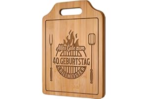 Giftasy 40 Geburtstag Männer - Graviertes Bambus Schneidebrett, Geschenke zum 40 Geburtstag Mann, 40. Geburtstag