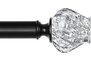 HOTOZON Bastone per Tende Nero 80 a 218 cm, Asta Decorativa con Delicato Terminale a Tortiglione Traslucido, Sala da Pranzo, Cucina, Camera da Letto