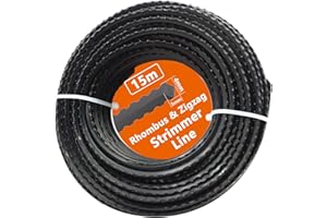 Zeqeey Heavy Duty Rombo Zigzag Tagliaerba Filo Diametro 3mm - 4mm Lunghezza 15m Nylon Trimmer Cord String Wire Rope per Giardino Elettrico Strimmer Tagliaerba, F3015
