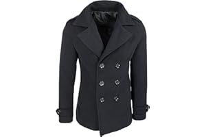 Evoga Cappotto uomo invernale slim fit soprabito trench doppiopetto sartoriale casual