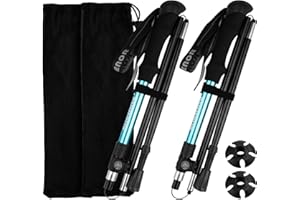 Noxtioanip 2 Pièces Bâtons de Randonnée, Baton de Marche en Aluminium, Batons de Marche Nordique, Télescopiques de 110 à 130 cm, Pliables, avec 2 Paires de Tampons Caoutchouc, pour Trekking