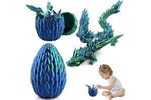 SZHHRXI 3D Gedrucktes Drachenei mit Drache,Geheimnisvolles Drachenei Spielzeug,Kristall Drache Im Ei Drachen Figuren, Realistische Geheimnisvolle Drachen Spielzeug,Ewegliche Gelenke Drache mit Ei (blau)