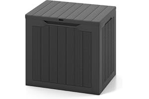 GIANTEX Contenitore da giardino con coperchio bloccabile, 106 l, con vano portaoggetti, per esterni, effetto rattan, per giardino, terrazza e piscina (nero)