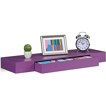 Relaxdays Wandregal mit Schublade, hängend, Design, 25cm tief