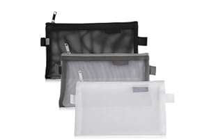 MADEKI Trousse Zipper Organisateur Pochettes Crayon Multipurpose Organizer Sacs de rangement pour Voyage Cosmétique Bureau Fournitures - 3 Pièces (Gris, Blanc, Noir)