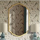 Asimetrik Duvar Aynası/Gold &Ccedil;er&ccedil;eveli D&uuml;zensiz Dekor Ayna/Banyo Aynası Gold 60 x 80