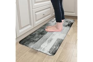 ‎YUGARLIBI Yugarlibi Teppich Läufer Flur rutschfest Waschbar Modern Küchenläufer Weich Dauerhaft Schmutzabweisend Küchenteppich Abstrakt Kunst Lang Läufer für Wohnzimmer Schlafzimmer 60x150cm Schwarz Grau