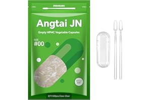 ANGTAI JN Empty Capsules Size 00, 500 Count DIY Clear Vegetarian and Vegan Pill Empty Capsules,with Capsules Filling Kit,Kosher,ISO9001,Gluten Free, Halal Certified,Non-GMO Certified