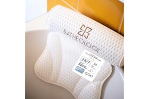 Batheology® Badewannenkissen, Ergonomisch Badekissen für Badewanne mit [Visco-Memory-Foam]-Füllung, Kissen für Entspannung das der Wirbelsäule, Stützfunktion für Kopf, Rücken, Schulter, Nacken - SPA