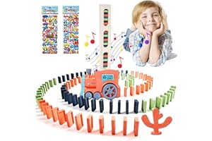BARVERE Domino Zug Spielzeug mit 80 Pcs Dominosteine, Domino Train für Mädchen und Jungen ab 2 Jahren, Automatische Platzierung von Domino Express -Rosa