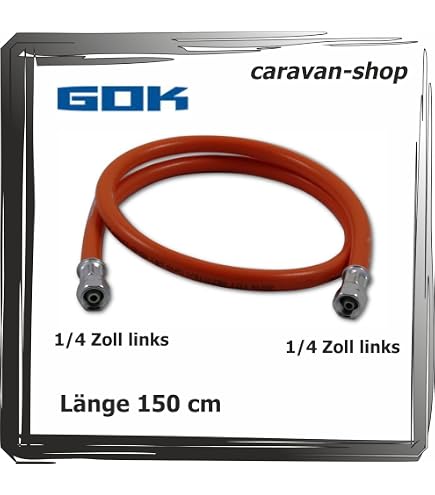 Tubo Gas GOK 1/4 X 1/4 Sinistra Per Propano/Butano - Adattatore Per Griglia E Regolatore