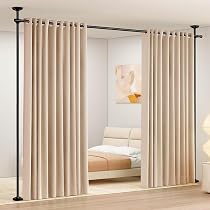 Asta divisoria per tenda, senza foratura, divisore per la separazione della stanza, 152,4-381 cm (altezza) 121,9-365,8 cm (W) regolabile dal pavimento al soffitto, divisorio per tende a tensione, nero