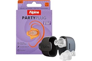 Alpine PartyPlug Bouchons d'Oreilles Concerts 19dB - Nouveau et Amélioré - Protection Auditive pour Festivals, Bouchons Réutilisables pour Musique & Raves, Son Haute Qualité - 3 Tailles (Transparent)