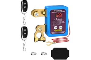 BuyWeek Stacca Batteria 12V 240A Sezionatore Auto Remoto Senza Fili con 2 Telecomando Staccabatteria con LED Volt Display per Auto, RV, ATV, Camion, Barca, Moto(blu reale)