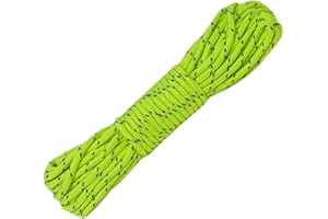 ESW LEISURE Guyline Rope For Tents Awning Camping Strong Lightweight Paracord Guy Ropes Guy Lines Outdoor Umbrella Bivvy Caravan Gazebo Cord Line (Fluorescent Green With Reflective Strip, 10 Metres)