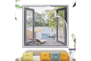 VOLLENC Moustiquaire en Fibre De Verre, sans perçage - avec Auto-Adhésif bande auto-agrippante, protection pour chat, protection contre insectes, 120x110cm