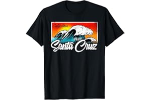 SANTA CRUZ CA VINTAGE RETRO GRAPHIC DESIGNS Ciudad de Santa Cruz California Motivo de surfista de verano Camiseta