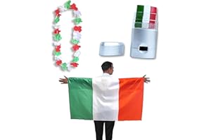 Sonia Originelli Fanset Fanartikel Poncho Fahne Flagge zum Umhängen Schminkstift und Blumenkette Hawaiikette Farbe: Italien