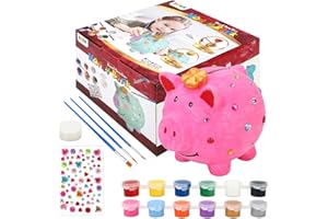 SOKA PLAY IMAGINE LEARN SOKA Paint Your Own Pig Money Bank Arts & Crafts Kit Piggy Bank DIY Fun Creative Stationery Easy to Decorate Ceramic Craft Activity – Gift for Girls and Boys of Any Age