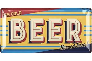 Retro plåtskylt öl – öl serveras här! – som bardekoration för festkällare – pubar bardekoration för stambord – present till ö