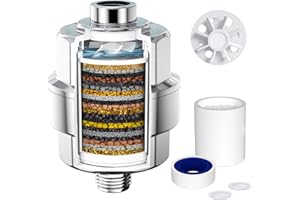 Rainsworth 20-warstwowy filtr prysznicowy z łopatkami wentylatora, głowica prysznicowa, filtr wody z 1 wkładem filtrującym, system filtrów KDF zapobiegający resztkowemu chlorowi, filtr wody, filtr