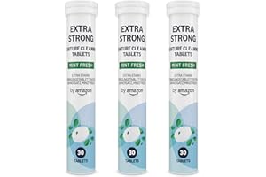 by Amazon Extra Strong Denture Cleaning Tablets - 3 Packs of 30 Tablets, Mint Fresh