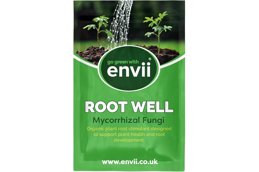 envii Root Well, Mycorrhizal Fungi Powder, Organic & Enriched with Benefical Bacteria, Plant Root Treatment Improves Nutrient Uptake, Treats 80 Plants