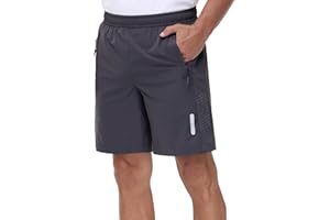Rvinroo Sport Shorts Herren Schnelltrocknende Training Herren Gym Bodybuilding lässige Shorts Basketball Atmungsaktive Laufshorts mit Reißverschlusstasche
