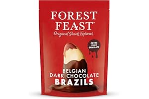 FOREST FEAST Belgian Dark Chocolate Brazil Nuts 1kg | Natural Gluten Free Snack Coated in Dark Chocolate, High Protein, Chocolate Covered Brazil Nuts, Whole Brazil Nuts
