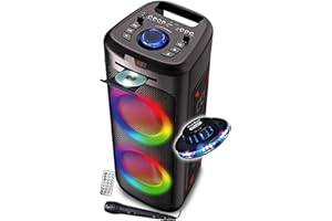 Enceinte DJ 1000W Lumineuse Lecteur CD Inovalley MS06-CD-XXL - Bluetooth 5.0 USB - Karaoké, Radio FM Light OVNI, Soirée, Fête