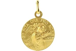 Palais du Rosaire Médaille de Sainte Rita Plaqué Or de 18mm - Médaille et croix Plaqué Or - Culte Chrétien en Plaqué Or