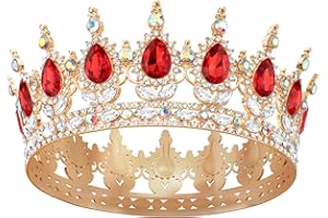 DRESHOW Tiara Redonda Corona Redonda Completa Reina de Cristal Tiaras Barrocas Diamantes de Imitación Brillantes para Niñas y Mujeres Boda Fiesta de Cumpleaños
