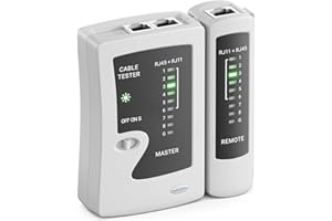 deleyCON Tester per Cavi di Rete RJ11 RJ12 RJ45 ISDN LAN CAT6 CAT7 CAT8 - Cablaggio e Patch - Grigio