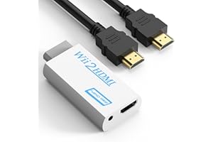 GoldOars Wii zu HDMI Adapter 1080P/720P HD Converter mit 3,5mm Stereo Audio Buchse +1,5m Kabel Unterstützt NTSC/PAL Format für Smart TV HDTV (Weiß)