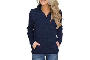 Magritta Women Jumpers Sweatshirt Long Sleeve Tops with Two Pockets Stand Collar 1/4 Zipper Jacket Sweatshirt