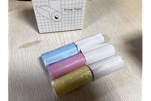 Mafiti X6 Mini Impresora Fotográfica Portátil, Inalámbrica Bluetooth, 57X25 mm Papel (6 Rollos de Papel Normal)