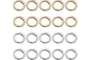 20 st rund karbinhake, 25 mm (10 silver + 10 guld), fjäderring i zinklegering, runt fjäderspänne för nyckelring, handväskor, handarbete och lädertillbehör