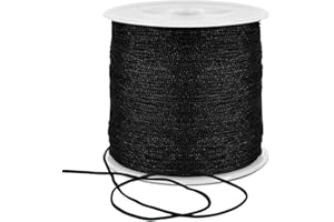 TONIFUL Cordon en nylon satiné noir 1 mm x 100 m pour la fabrication de bracelets, bijoux, queue de rat, macramé, perles en vrac, kumihimo, nœud chinois