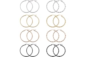 Cheriswelry 16 orecchini a cerchio in acciaio al titanio da 40 mm, 4 colori, rotondi, a forma di anello, perline, per fai da te, orecchini, gioielli, regali