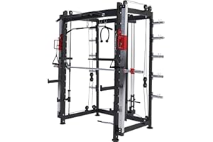 GORILLA SPORTS® Smith Machine - Multifonction, Accessoires, Tractions, Poulie, Acier - Station de Musculation, Machine Sport Maison, Appareil, Fitness Materiel, Home Gym, Cardio-Training