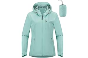 Outdoor Ventures Women's Waterproof Jackets Ladies Lightweight Windproof Packable Rain Jacket Raincoat Outdoor Windproof Running Golf Cycling Softshell Jacket with Hood