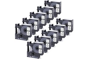 10 x Nastro Wonfoucs Compatibile con Dymo D1 45013 S0720530 Dymo D1 12mm x 7m Nero su Bianco Compatibile con Dymo LabelManager 160 210D 260P 280 300 350 400 420P, Cartuccia per Dymo Etichettatrice