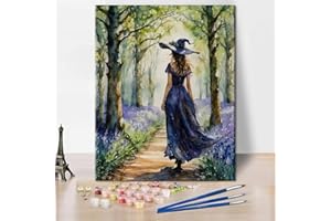 TISHIRON Kit de pintura por números para adultos bruja pintura por números kit para adultos bosque mágico acrílico pintura por números en lienzo pintura al óleo para regalo decoración de pared del