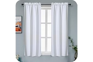 GIRASOLE HOME Coppia Tende Fiji Bianche Semi Oscuranti Termiche Morbide Tinta Unita 2 Pannelli da 55x130cm con Tasca, Bianco