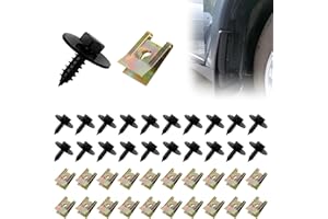 MIAYICAL Lot de 40 écrous en tôle, Assortiment de vis, Clips de fixation, Assortiment Agrafes de Carrosserie, Ecrou Cage Voiture, U-Nuts de Panneau de Porte de Voiture, Pour voiture